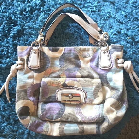 Coach Multocolor Shoulder Bag/ Leather Handles - Picture 1 of 8